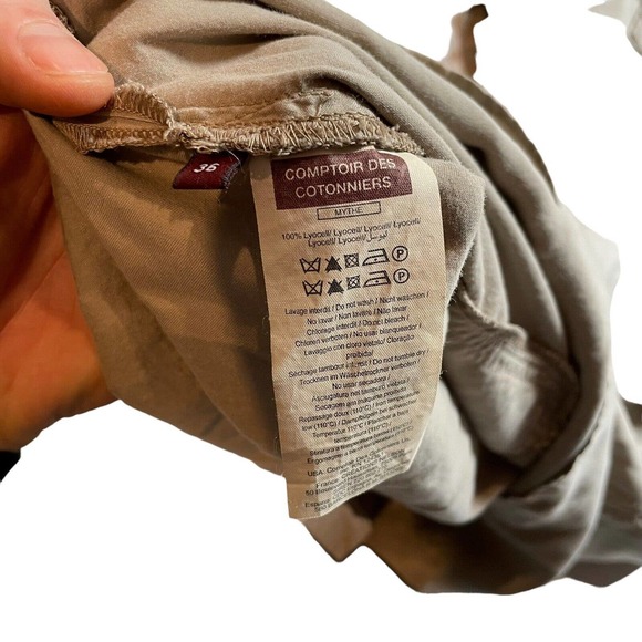 COMPTOIR DES COTONNIERS Dress Size 36 Short Sleeve V-Neck Tan Beige Small - Picture 9 of 9